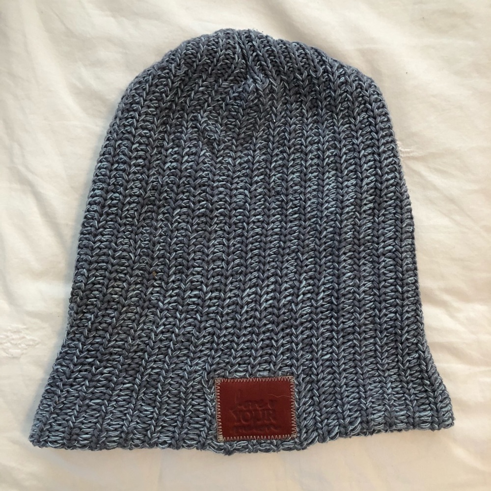 Love Your Melon beanie in cadet blue & light blue